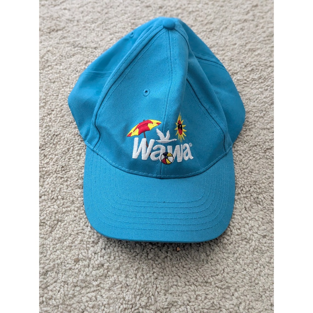 Wawa Summer Beach Logo Baseball Cap Hat Turquoise Blue Adjustable Hook and Loop